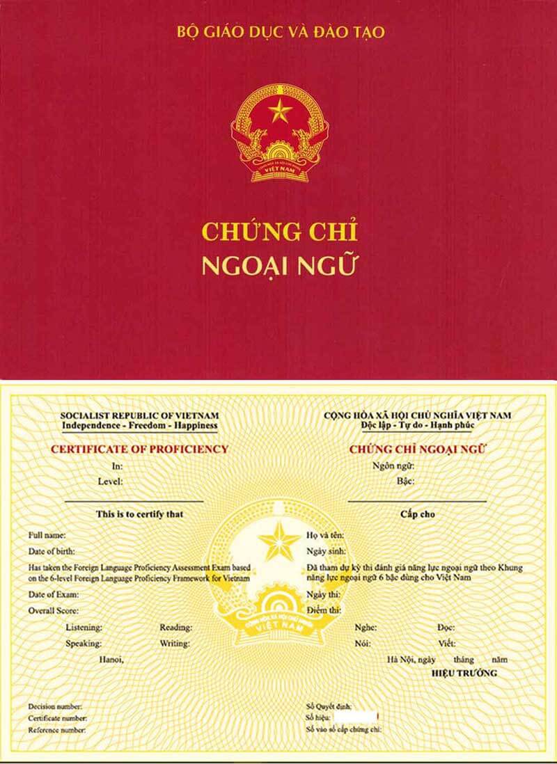 Mẫu chứng chỉ VSTEP từ BGD&DT